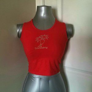 Vintage Irie Blue - Red "Barbados" Tank Top with gold accent